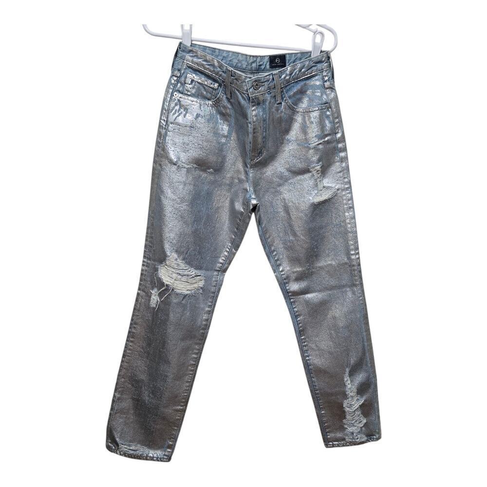 AG Phoebe Silver Foil Jeans High Rise Tapered 27 NWT
